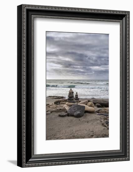 Spain, Canary Islands, Fuerteventura, Beach, Stone Tower, Sea-Andrea Haase-Framed Photographic Print