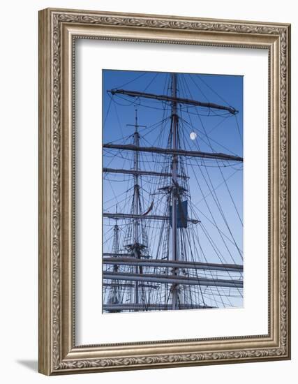 Spain, Canary Islands, Lanzarote, Arecife, Norwegian Tall Ship Christian Radich in Port, Dawn-Walter Bibikow-Framed Photographic Print