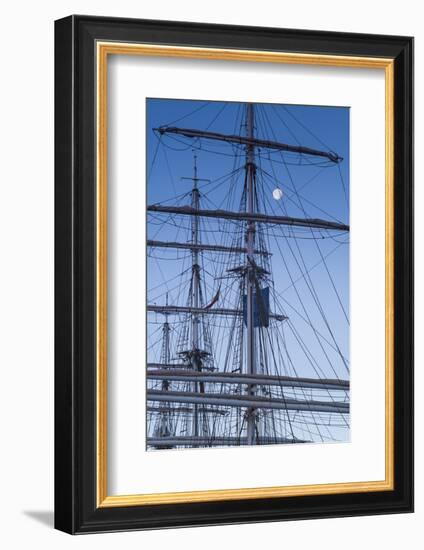 Spain, Canary Islands, Lanzarote, Arecife, Norwegian Tall Ship Christian Radich in Port, Dawn-Walter Bibikow-Framed Photographic Print