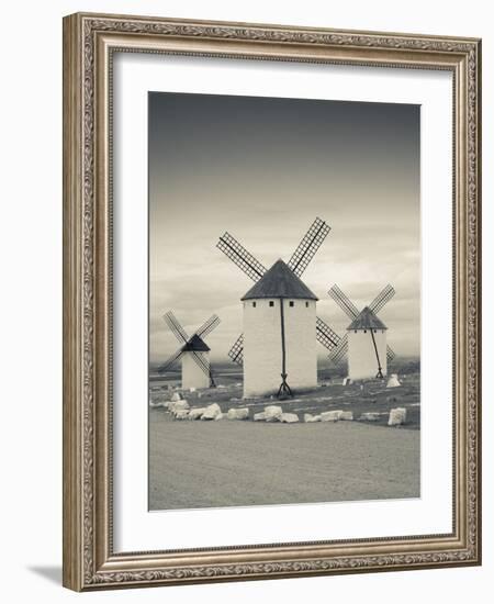 Spain, Castile-La Mancha Region, Ciudad Real Province, La Mancha Area, Campo De Criptana, Antique L-Walter Bibikow-Framed Photographic Print