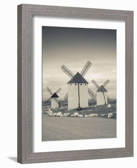 Spain, Castile-La Mancha Region, Ciudad Real Province, La Mancha Area, Campo De Criptana, Antique L-Walter Bibikow-Framed Photographic Print