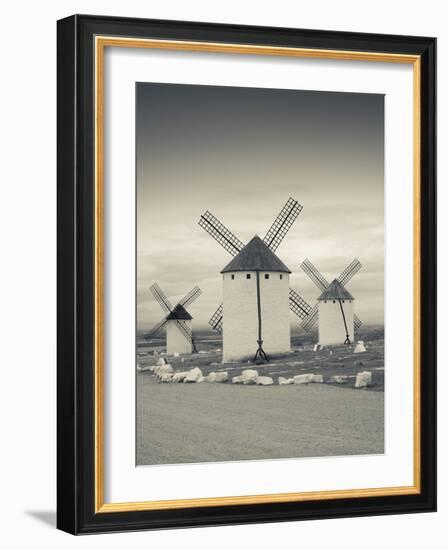 Spain, Castile-La Mancha Region, Ciudad Real Province, La Mancha Area, Campo De Criptana, Antique L-Walter Bibikow-Framed Photographic Print