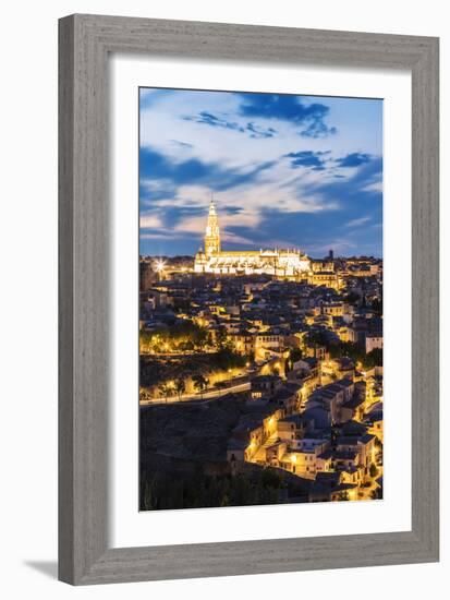 Spain, Castile–La Mancha, Toledo. City and the Cathedral at Dusk-Matteo Colombo-Framed Photographic Print