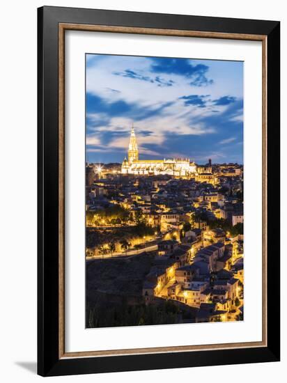 Spain, Castile–La Mancha, Toledo. City and the Cathedral at Dusk-Matteo Colombo-Framed Photographic Print