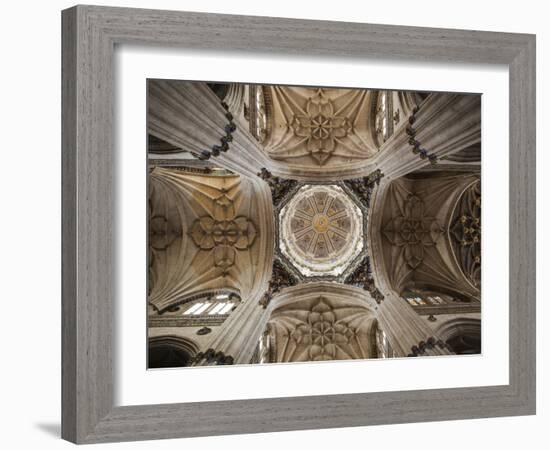 Spain, Castilla Y Leon Region, Salamanca Province, Salamanca, Salamanca Cathedrals, Ceiling-Walter Bibikow-Framed Photographic Print