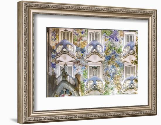 Spain, Catalonia, Barcelona. Casa Batllo, Exterior View at Dusk-Matteo Colombo-Framed Photographic Print