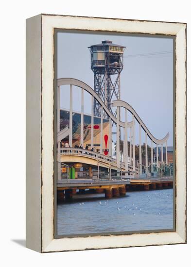 Spain, Catalonia, Barcelona, Harbour, Bridge, Rambla De Mar, Cable Railway-Rainer Mirau-Framed Premier Image Canvas