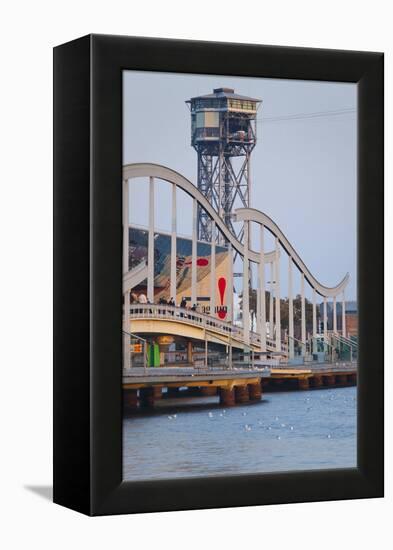 Spain, Catalonia, Barcelona, Harbour, Bridge, Rambla De Mar, Cable Railway-Rainer Mirau-Framed Premier Image Canvas