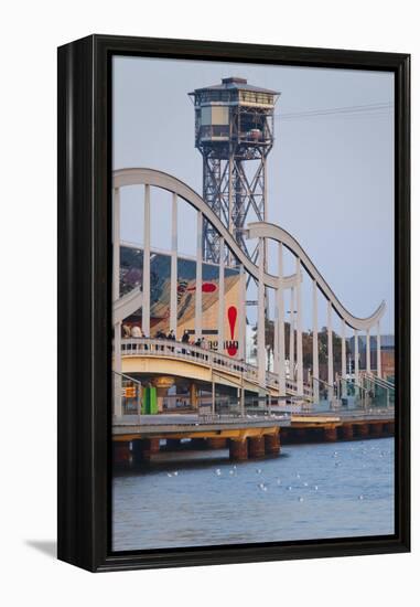 Spain, Catalonia, Barcelona, Harbour, Bridge, Rambla De Mar, Cable Railway-Rainer Mirau-Framed Premier Image Canvas