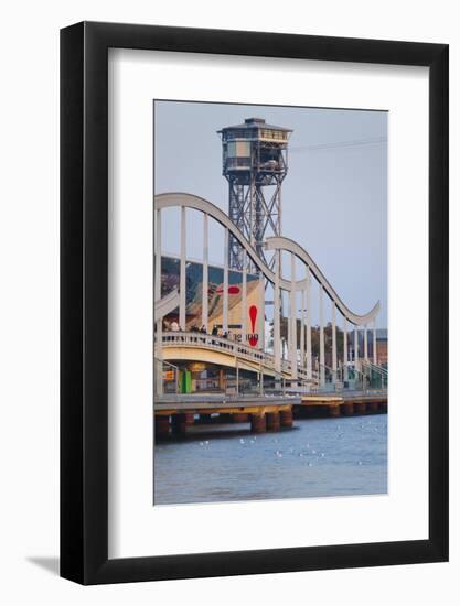 Spain, Catalonia, Barcelona, Harbour, Bridge, Rambla De Mar, Cable Railway-Rainer Mirau-Framed Photographic Print