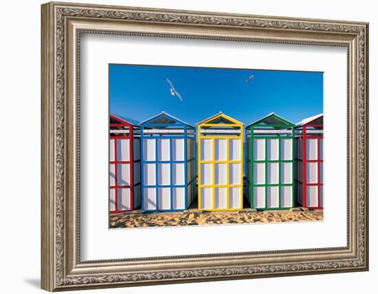 Spain, Costa Brava, Beach Huts-Peter Adams-Framed Photographic Print