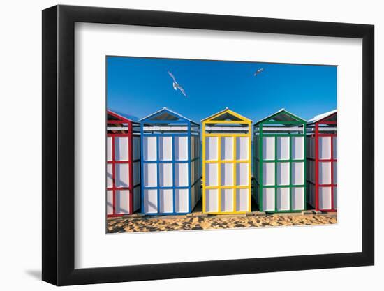 Spain, Costa Brava, Beach Huts-Peter Adams-Framed Photographic Print