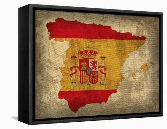 Spain Country Flag Map-Red Atlas Designs-Framed Premier Image Canvas