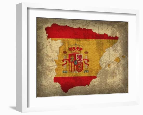 Spain Country Flag Map-Red Atlas Designs-Framed Giclee Print