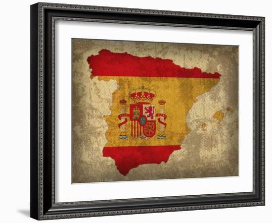 Spain Country Flag Map-Red Atlas Designs-Framed Giclee Print