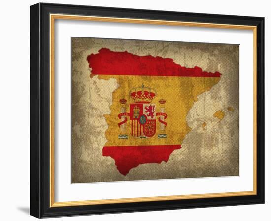 Spain Country Flag Map-Red Atlas Designs-Framed Giclee Print