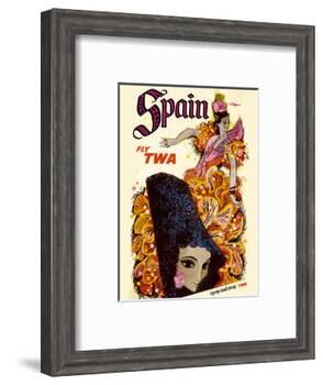 Spain - Flamenco Dancer - Fly TWA (Trans World Airlines)-David Klein-Framed Art Print