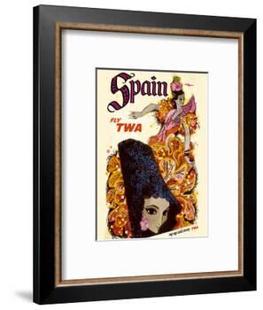Spain - Flamenco Dancer - Fly TWA (Trans World Airlines)-David Klein-Framed Art Print