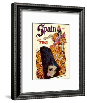 Spain - Flamenco Dancer - Fly TWA (Trans World Airlines)-David Klein-Framed Art Print