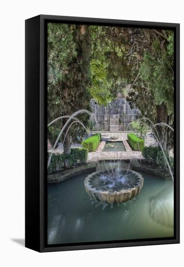 Spain, Granada. A Fountain in the gardens of the Alhambra Palace.-Julie Eggers-Framed Premier Image Canvas