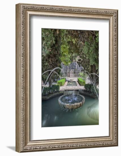 Spain, Granada. A Fountain in the gardens of the Alhambra Palace.-Julie Eggers-Framed Photographic Print