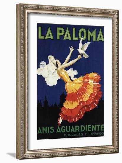 Spain - La Paloma - Anis Aguardiente Promotional Poster-Lantern Press-Framed Art Print