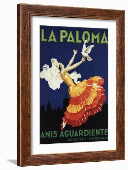 Spain - La Paloma - Anis Aguardiente Promotional Poster-Lantern Press-Framed Art Print
