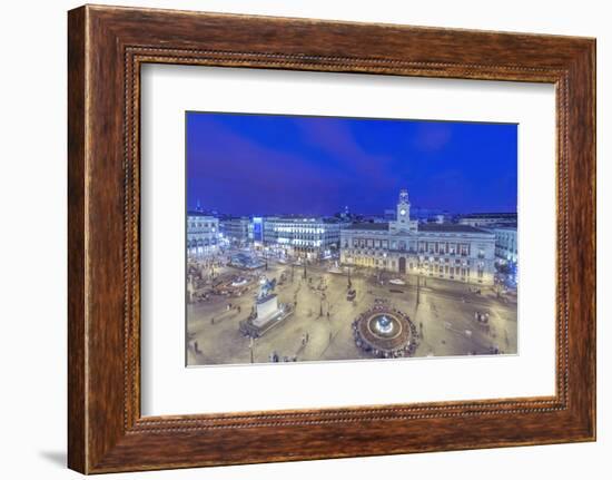 Spain, Madrid, Looking Down on Puerta Del Sol at Twilight-Rob Tilley-Framed Photographic Print