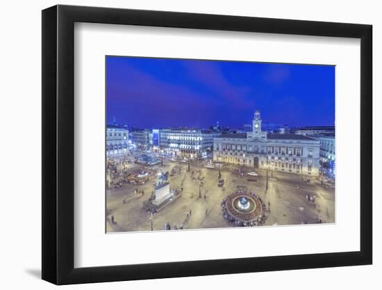 Spain, Madrid, Looking Down on Puerta Del Sol at Twilight-Rob Tilley-Framed Photographic Print