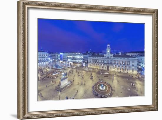 Spain, Madrid, Looking Down on Puerta Del Sol at Twilight-Rob Tilley-Framed Photographic Print