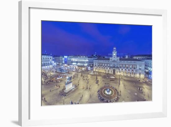 Spain, Madrid, Looking Down on Puerta Del Sol at Twilight-Rob Tilley-Framed Photographic Print