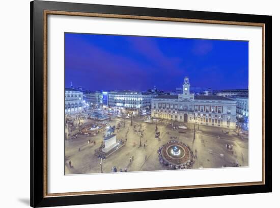 Spain, Madrid, Looking Down on Puerta Del Sol at Twilight-Rob Tilley-Framed Photographic Print