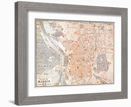 Spain: Madrid Map, C1920-null-Framed Giclee Print