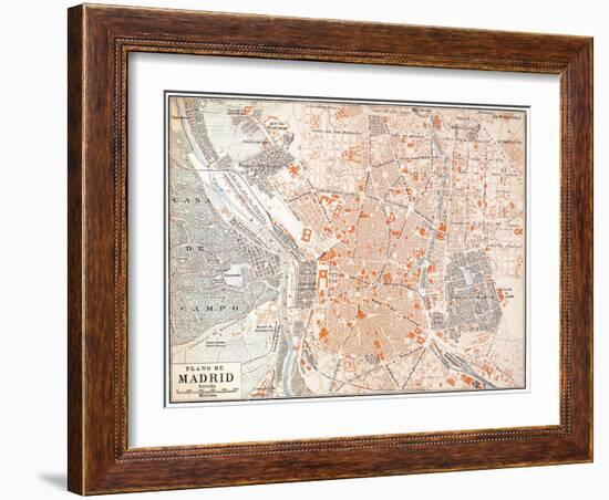 Spain: Madrid Map, C1920-null-Framed Giclee Print