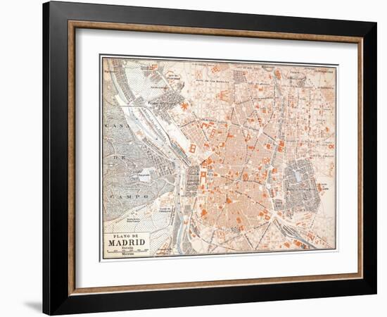 Spain: Madrid Map, C1920-null-Framed Giclee Print