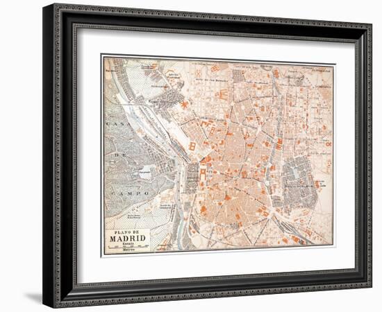 Spain: Madrid Map, C1920-null-Framed Giclee Print