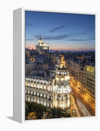 Spain, Madrid, Metropolis Building and Gran Via-Michele Falzone-Framed Premier Image Canvas