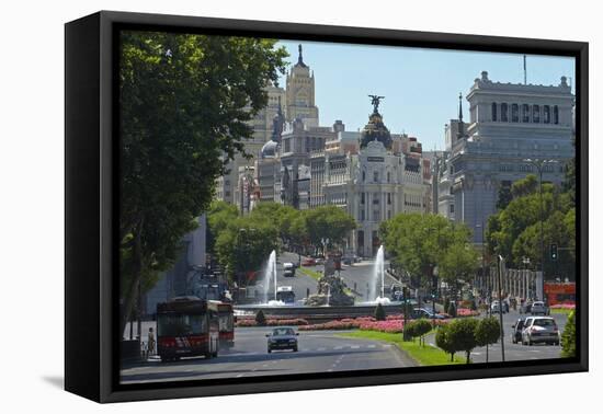 Spain, Madrid, Street-Scene, Calle De Alcala, Plaza De La Cibeles, Cibeles-Fountain-Chris Seba-Framed Premier Image Canvas