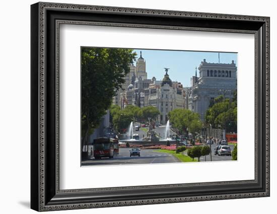 Spain, Madrid, Street-Scene, Calle De Alcala, Plaza De La Cibeles, Cibeles-Fountain-Chris Seba-Framed Photographic Print