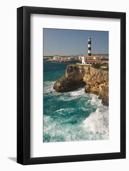 Spain, Majorca, Portocolom, Townscape, Lighthouse-Thomas Ebelt-Framed Photographic Print