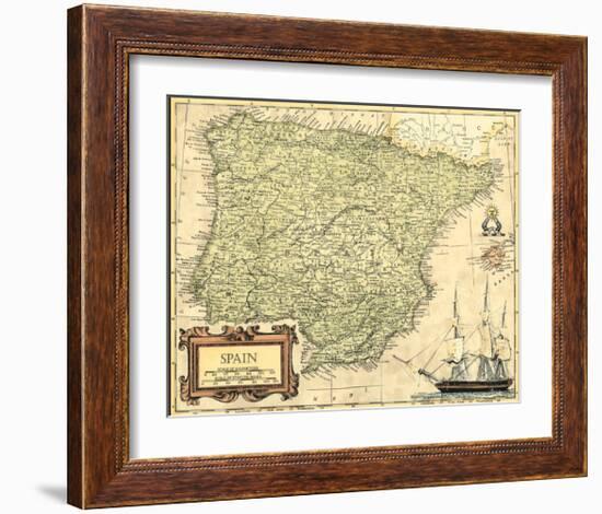 Spain Map-null-Framed Art Print