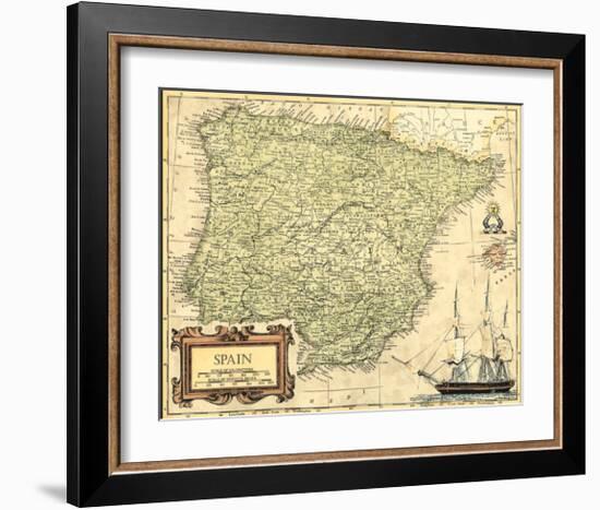 Spain Map-null-Framed Art Print