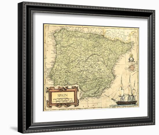 Spain Map-null-Framed Art Print