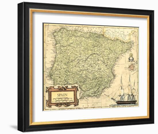 Spain Map-null-Framed Art Print