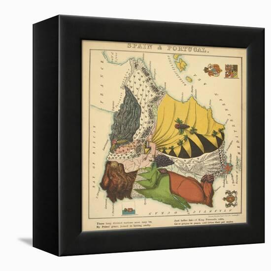 Spain & Portugal, Geographical Fun: Being Humourous Outlines of Various Countries, 1869-Lilian Lancaster-Framed Premier Image Canvas