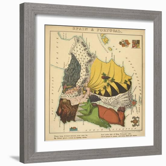 Spain & Portugal, Geographical Fun: Being Humourous Outlines of Various Countries, 1869-Lilian Lancaster-Framed Giclee Print