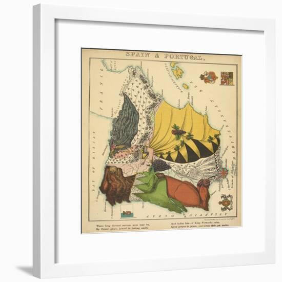 Spain & Portugal, Geographical Fun: Being Humourous Outlines of Various Countries, 1869-Lilian Lancaster-Framed Giclee Print