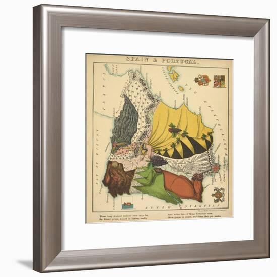 Spain & Portugal, Geographical Fun: Being Humourous Outlines of Various Countries, 1869-Lilian Lancaster-Framed Giclee Print