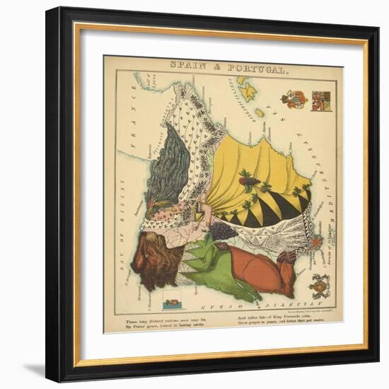 Spain & Portugal, Geographical Fun: Being Humourous Outlines of Various Countries, 1869-Lilian Lancaster-Framed Giclee Print