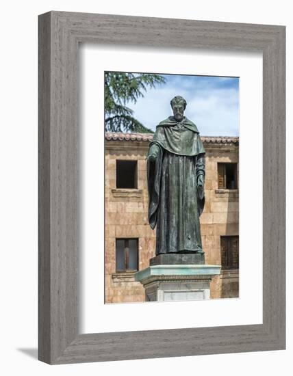 Spain, Salamanca, Statue of Frei Luis de Leon in Yard of the Clergy-Jim Engelbrecht-Framed Photographic Print